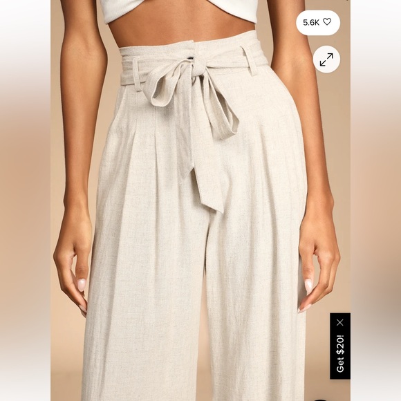 Lulus Trend Alert Beige Belted High-waisted Wide-leg Pants - Size XS - Picture 2 of 7